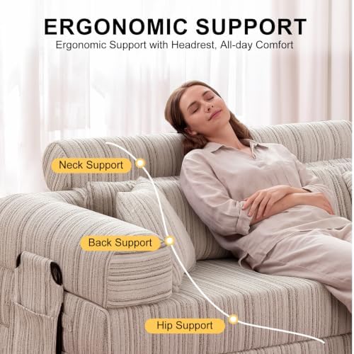 79" Convertible Sofa Bed, High Backrest Boneless Couch - Image 3
