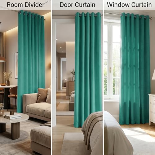 SMILETIME Lake Blue Velvet Curtains 104"x84" Grommet 1 Panel - Image 4