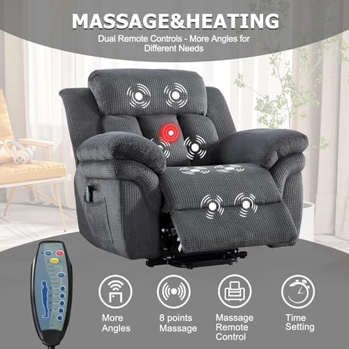 CANMOV Recliner Sofa Set, 2 Oversize Power Lift Recliner Chair and Manual - Image 3