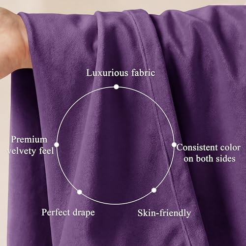 StangH Purple Velvet Curtains for Grils Bedroom Nursery, W52 x L96 - Image 4