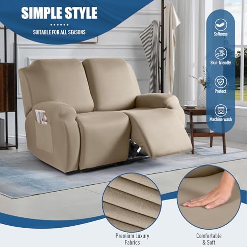 TAOCOCO Recliner Loveseat Slipcover, 2 Pieces Polyester Fabric Stretch Sofa - Image 4