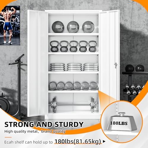 INTERGREAT Metal Storage Cabinet Doors, Tall Lockable Steel Cabinets - Image 5