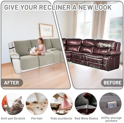Waterproof Sectional Reclining Couch Covers L Shaped Recliner Sectional Sofa - Image 6