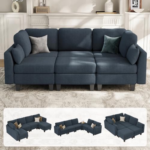 Mangodan Sectional Sleeper Sofa, 6 Seaters Modular Sleeper Sofa Couch by Mangodan