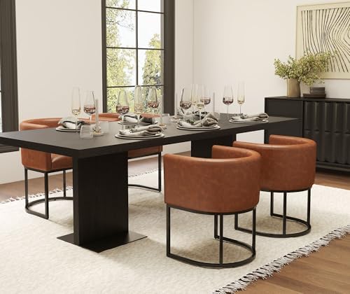 HNY Mid Century Modern Upholstered Barrel Dining Chairs - Image 5