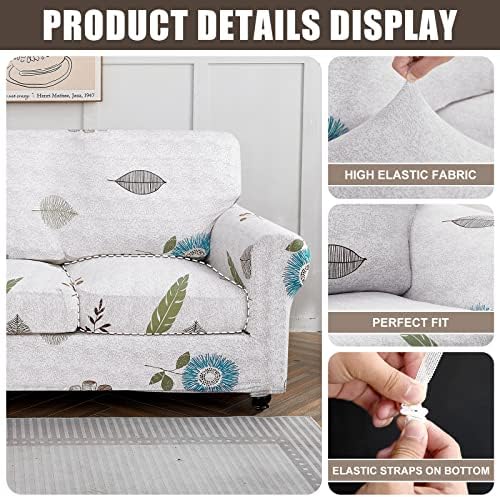 SearchI Stretch Sofa Cover Printed Couch Cover, Floral Pattern 4 Pieces Sofa - Image 5