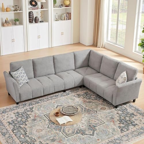 102" L Shaped Couch, 6 Seater Sectional Sofa - Image 5