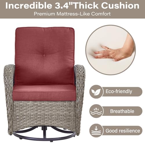 Belord Swivel Patio Chairs Wicker Set - Image 4