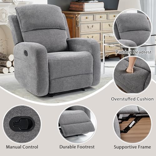EBELLO Manual Living Room Furniture Reclining Couch Set, Soft Fabric Chair - Image 3