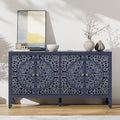 Buffet Cabinet with Storage, Accent Cabinet with 4 Carved Doors, Solid Wood by Furnivado