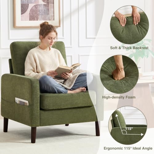 Accent Chair for Living Room, Modern Reading Chair for Bedroom, Upholstered - Image 5