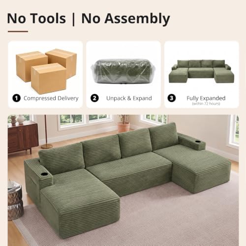 Skepphlay 133" U Shaped Couch, Boneless Sectional Couches - Image 7