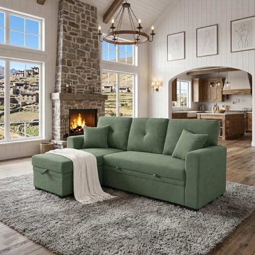 Eafurn Tufted Sectional Sleeper Sofa Pull Out Couch Bed by EAFURN