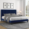 Allewie King Platform Bed Frame/Velvet Upholstered Bed Frame by Allewie