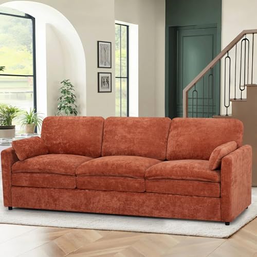 89” Chenille 3-Seater Sofa w/Two Arm Pillows - Image 5