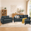 Convertible Sectional Sofa Set, Linen Upholstered 3 Seat Sofa by Portaforta