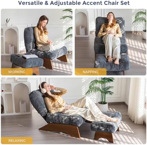 MAXYOYO Accent Chair with Ottoman, Lounge Chair with Adjustable Backrest - Image 3