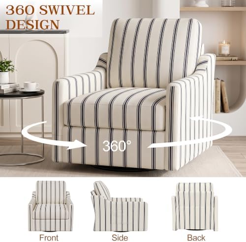360° Swivel Accent Chair with High Back & Lumbar Support, Deep Seat - Image 3