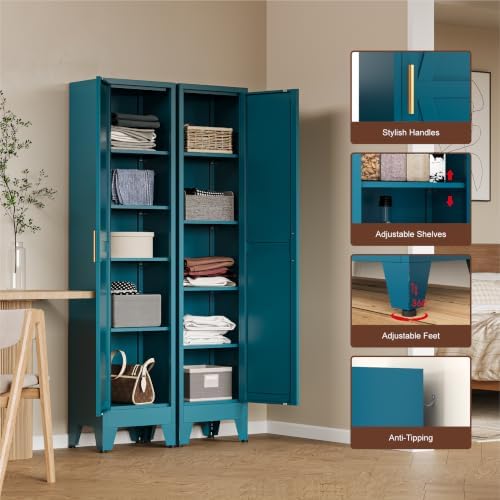 COFaR Tall Bathroom Cabinet, Metal Farmhouse Narrow Slim Storage Cabinet - Image 5