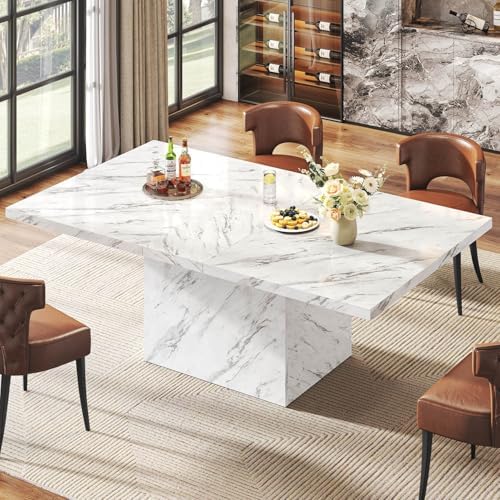 HSH 63" White Faux Marble Dining Table by HOMESWEETHOME