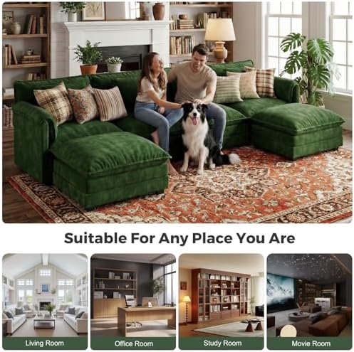 ELUCHANG 153" Oversized Modular Sectional Sofa, Comfy Chenille Cloud Couch - Image 3
