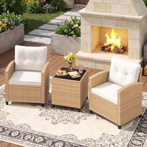 Tangkula 3 Pieces Patio Furniture Set, PE Rattan Wicker 3 Pcs Outdoor Sofa Set - Image 4