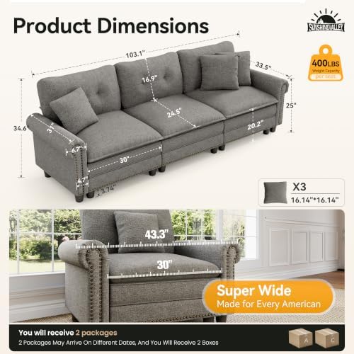 SUNSHINE VALLEY 103.1" Modular Sectional Couch - Image 2