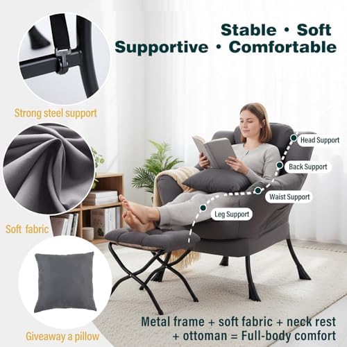 Lazy Chair with Ottoman, Comfy Reading Chair - Image 5
