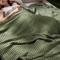 Bedsure Cooling Waffle Blanket for Hot Sleeper, Olive Green, Full 80" X 90" by BEDSURE