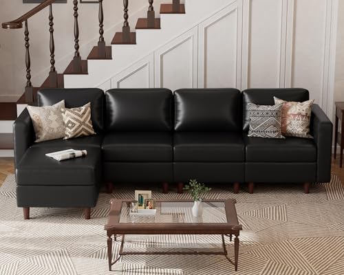ABCASA Faux Leather Modular Sectional Sofa 118.5", L Shaped Couch Set by ABCASA