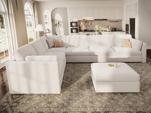 Oversized Modular Sectional Sofa V-Shaped Cloud Couches White - Image 3