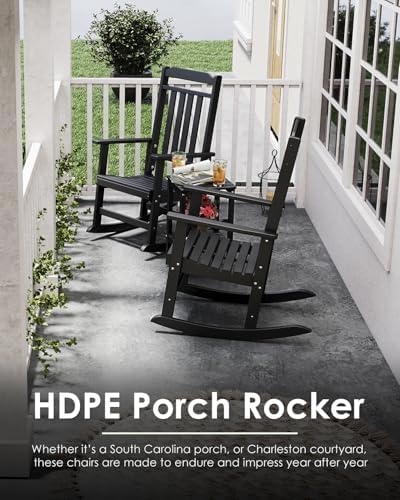 GREENVINES Classic Outdoor-Rocking-Chairs-Set-of-2, HDPE Rocker - Image 5