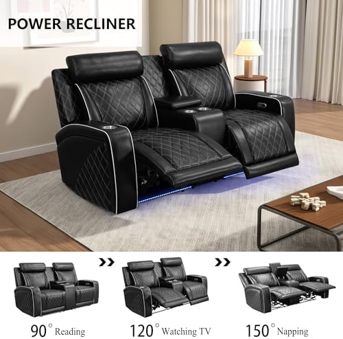 Power Recliner Sofa Set, Breathing Leather Reclining Couch Set, Leather - Image 3