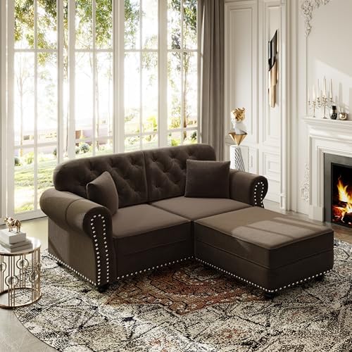 GDFStudio 63" Upholstered Velvet Loveseat Sofa - Image 6