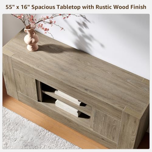 OKD Modern 55" TV Stand for 65" TV, Thick Block Media Console, Alder Grey - Image 6