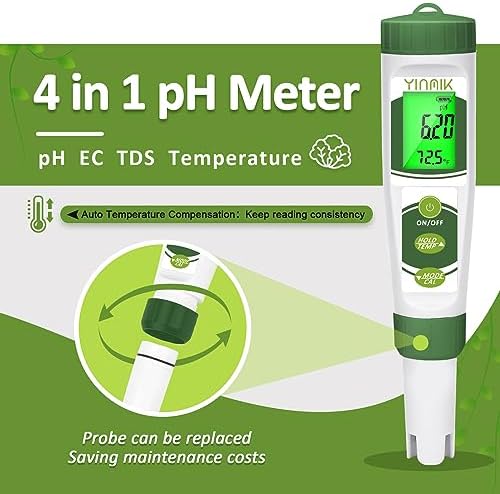 YINMIK pH EC Meter for Water Hydroponics, Digital PPM Meter for Nutrients - Image 5