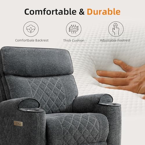 EBELLO Power Reclining Sofa Couch, Fabric Electric Recliner Loveseat Sofa - Image 5