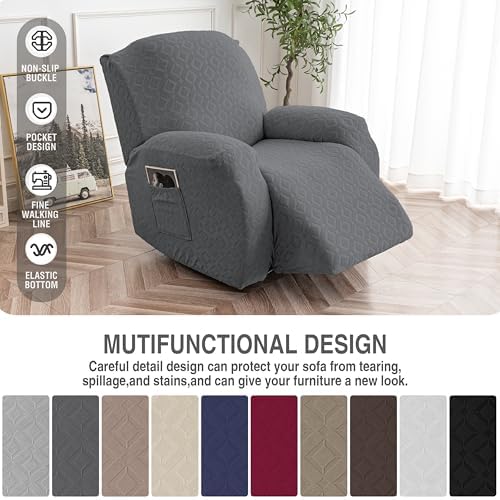Genina Waterproof Recliner Chair Cover, 1 Seat Couch Cover, Dark Gray - Image 5