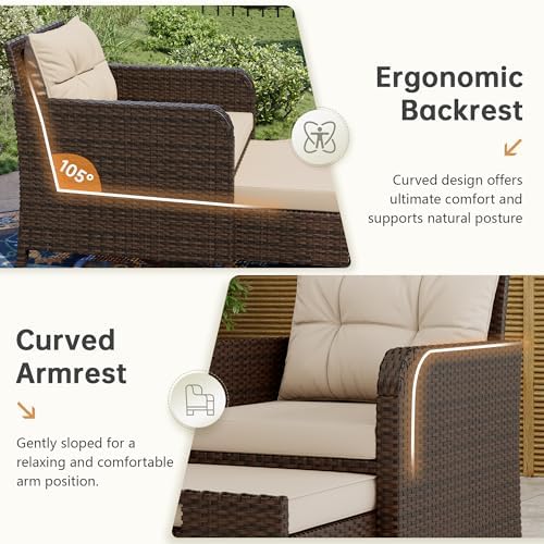 LHBcraft 5 Piece Patio Furniture Set, PE Wicker Outdoor Furniture Set - Image 2