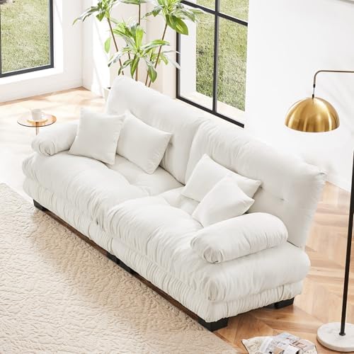 Modular Sectional Sofa for Living Room, 94.4" Comfy Cloud Couch, 2 Seater White by Wunlerlant