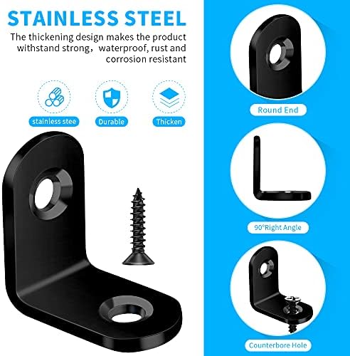 FATLODA 40PCS Black L Bracket Corner Brace, Stainless Steel Corner Bracket - Image 2