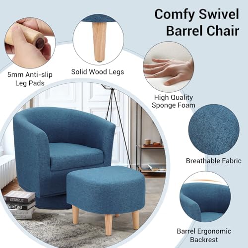 DAZONE Swivel Accent Chair Modern Barrels Chair - Image 5