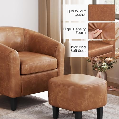 Yaheetech Accent Chairs with Ottoman Set of 2, Faux Leather - Image 4