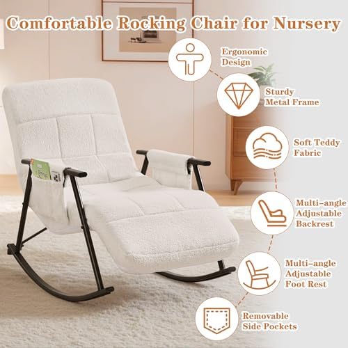 VECELO High Back Nursery Rocking Chair - Image 3