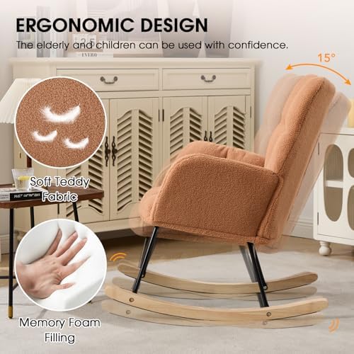 Nursery Rocking Chair, Teddy Upholstered Glider Chair - Image 4