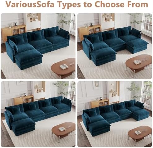 mikibama Luxury 2 Piece Cloud Couches Set, Modern Upholstered Chenille 3 Seater - Image 6