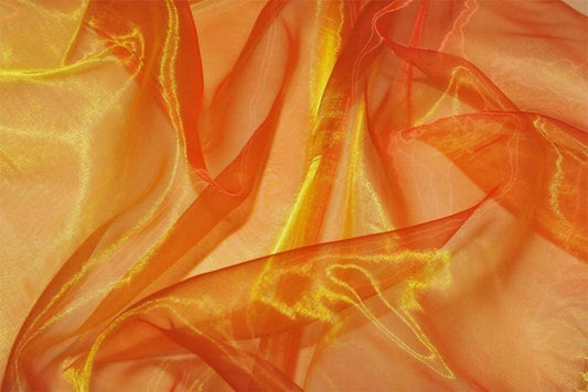 Organza Fabric 5 Yard Bridal Solid Sheer Organza Fabric Bolt for Wedding Dress, Fashion, Crafts, Decorations Silky Shiny Organza 44" - (5 Yard, Orange)