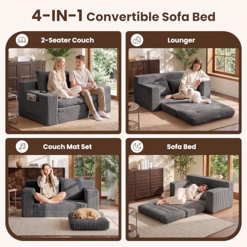 Boneless Couch, 4-in-1 Convertible Sofa Bed, Boneless Loveseat Sleeper - Image 5
