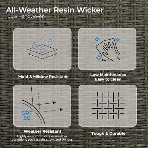 CHITA 2 Pieces Patio Wicker Chair, 360° Rocking Swivel Outdoor Rattan Chair - Image 5