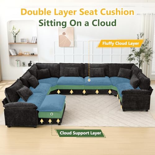 Oversized Modular Sectional Sofa Set, Convertible Deep Seat Cloud Couch - Image 3